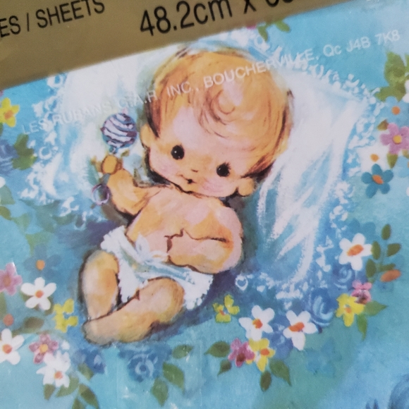 Adorable 70s Vintage Baby Gift Wrap New In Package - Picture 5 of 5